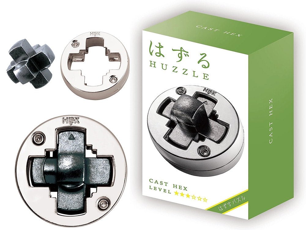 Hanayama Huzzle L3 Cast Hex metal puzzle with interlocking hex parts