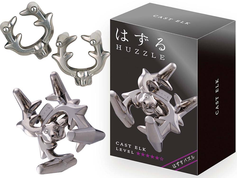 Hanayama Huzzle L5 Elk metal cast puzzle pieces and gift box
