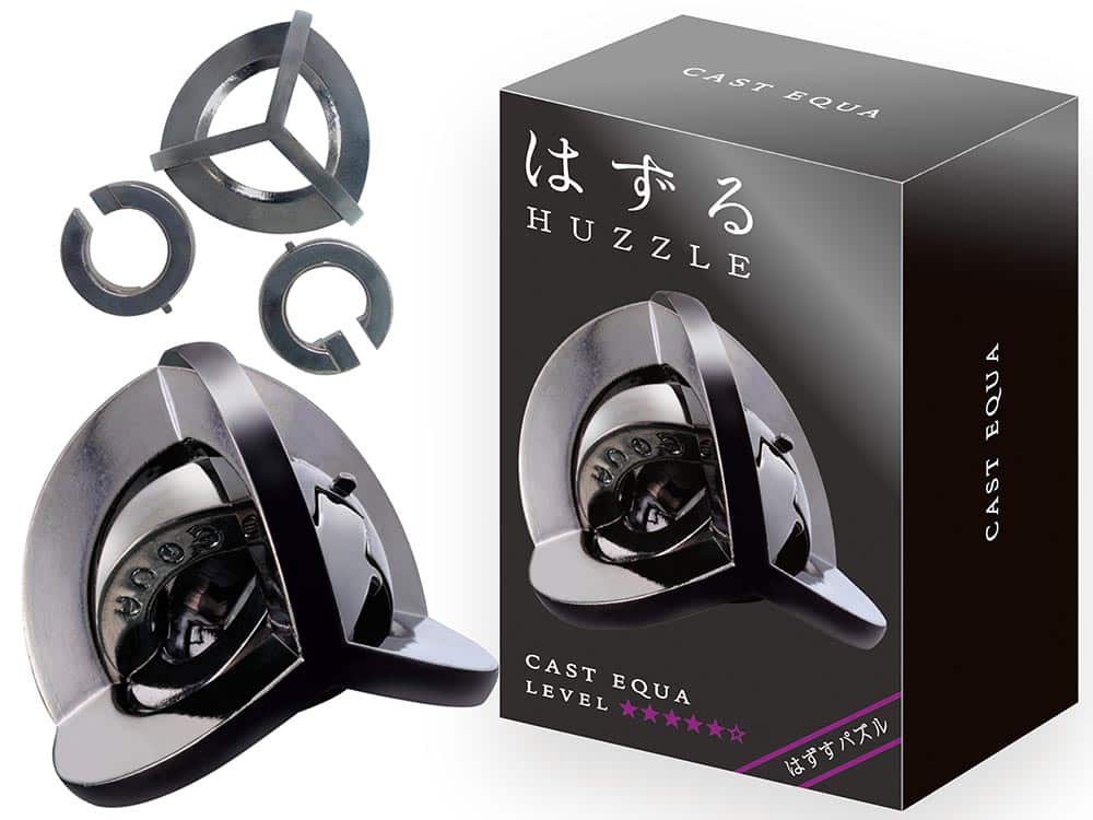 Hanayama Huzzle L5 Equa metal puzzle set with box, angled loop pieces
