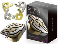 Hanayama Huzzle L5 Square cast puzzle with interlocking metallic pieces and box