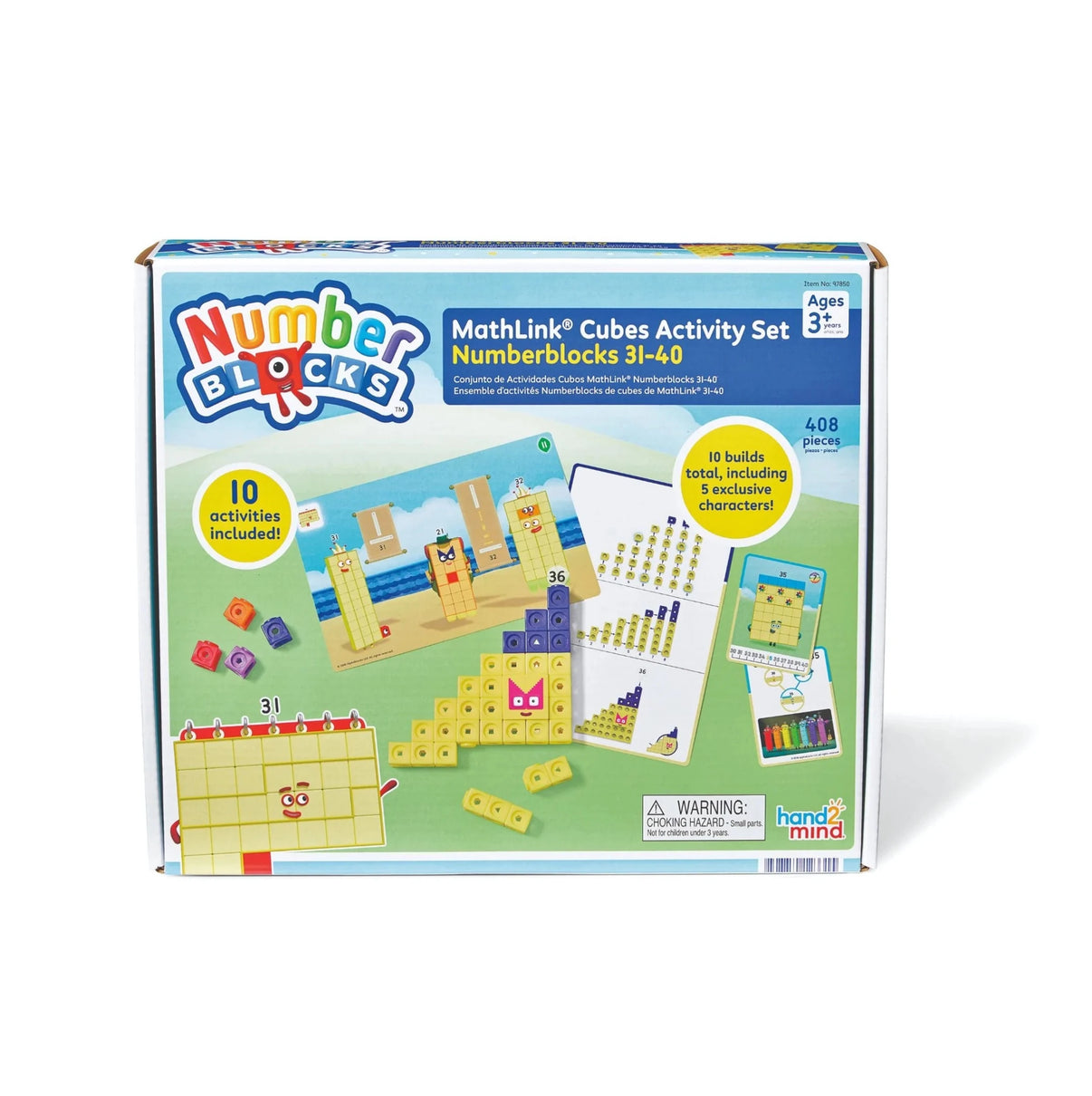 Hand2Mind Mathlink Cubes activity set Numberblocks 31–40 retail box