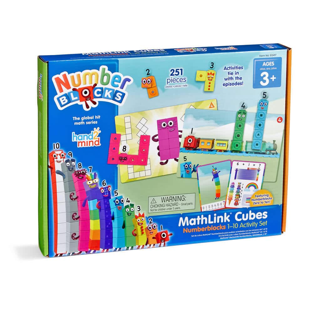 Numberblocks MathLink cubes activity set box with Numberblocks character graphics