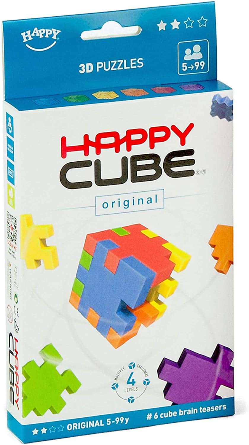 Happy Cube 3D puzzle box with colorful interlocking cube pieces