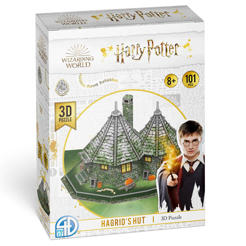Hagrid's Hut™ 101-piece 3D puzzle box with illustrated hut and Wizarding World logos
