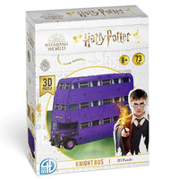 3D puzzle box showing purple Knight Bus and Harry Potter figure, 73 pieces