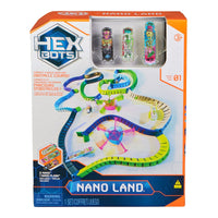 Nano Land play set box with colorful track and three nano robot figures