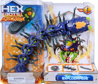 RC exploding centipede toy in blue and green blister packaging with creature and controller
