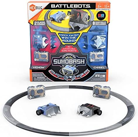 HEXBUG BattleBots SumoBash strategy kit box with two battle robots and arena pieces inside