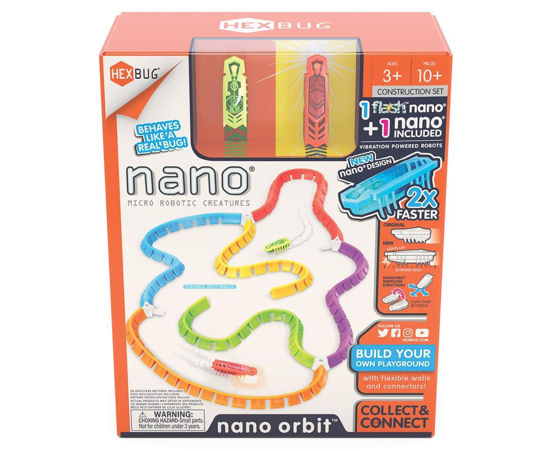 Hexbug Nano Orbit micro robotic track set in retail box with multicolor rails