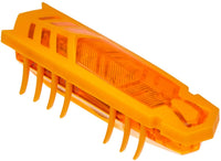 Translucent orange toy insect with spiked underside and clear top windows