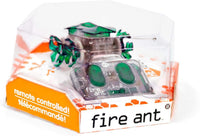 Remote-controlled micro robotic ant toy in clear blister, green accents.