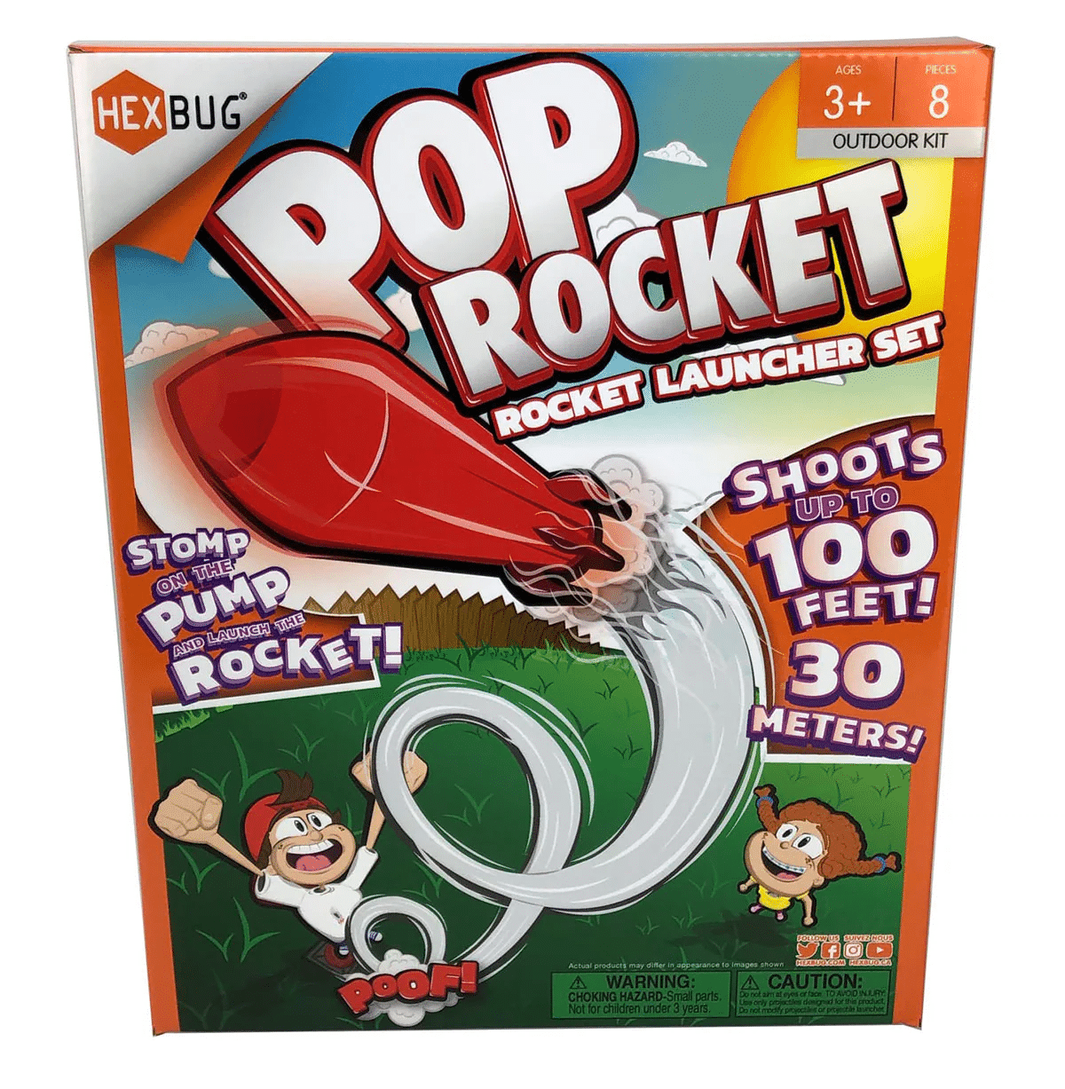 Rocket launcher set box with illustrated red rocket and launcher base