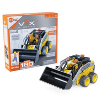 Hexbug VEX skid steer construction robot with front bucket, yellow and gray