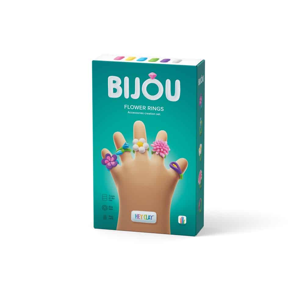 Hey Clay Bijou flower rings modelling clay set box