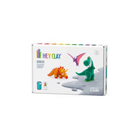 Dino air-dry clay set box with 6 paint cans, featuring dinosaur figures