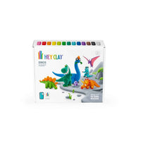 Clay dinosaur craft set box with colorful clay canisters and dinosaur figures