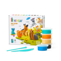 Dog modelling clay set box with 15 colorful clay cans and tool