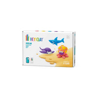 Ocean medium clay set box with 6 cans and ocean animal character illustrations