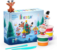 Hey Clay Winter Holidays kit with holiday clay figures and stacked color cans