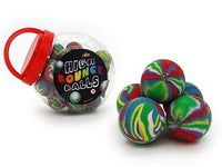 Rainbow swirl bounce ball set with 45mm balls and red carry container
