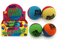Hot Shot two-tone handball balls, assorted colors, 6 cm, shown in a group