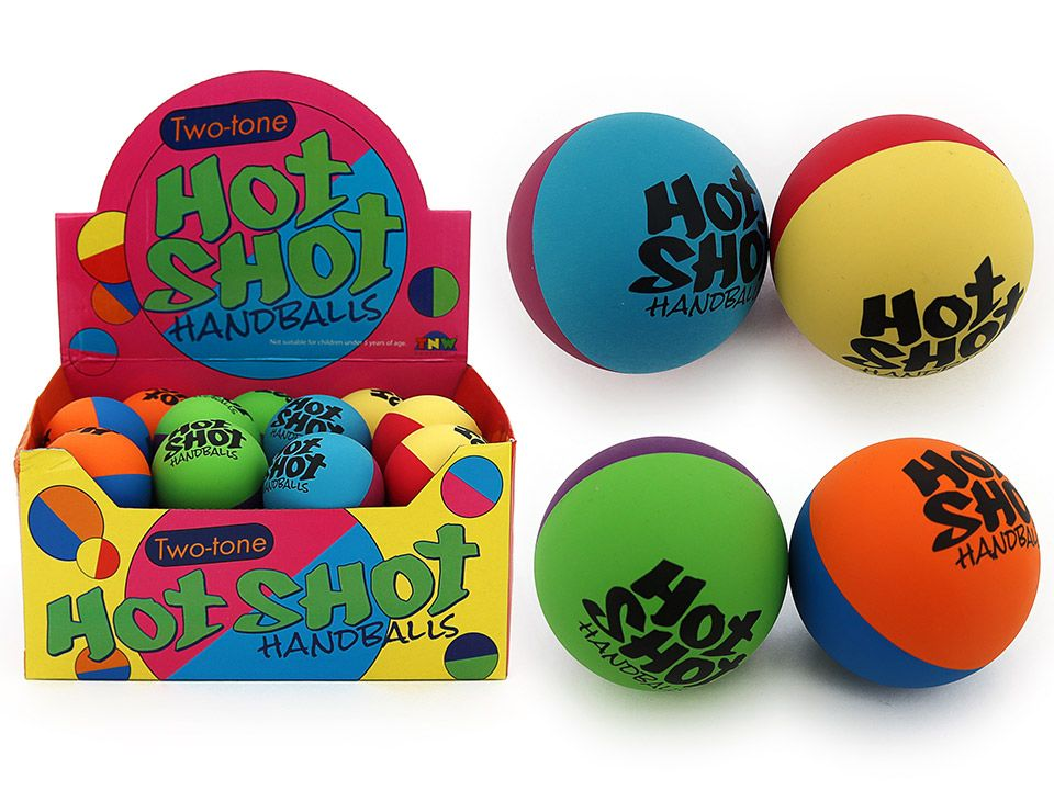 Hot Shot two-tone handballs set, 6 cm, in display tray with four balls