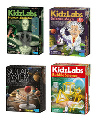 KidZLabs science kit box set for Human Skeleton, Solar System planetarium, bubble science