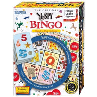 I Spy Bingo game box with card graphics and play circle