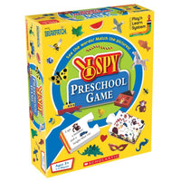 Preschool I Spy board game box with colorful animal and picture matching design