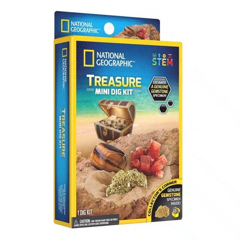 National Geographic Treasure Mini Dig Kit box, STEM gem mining set