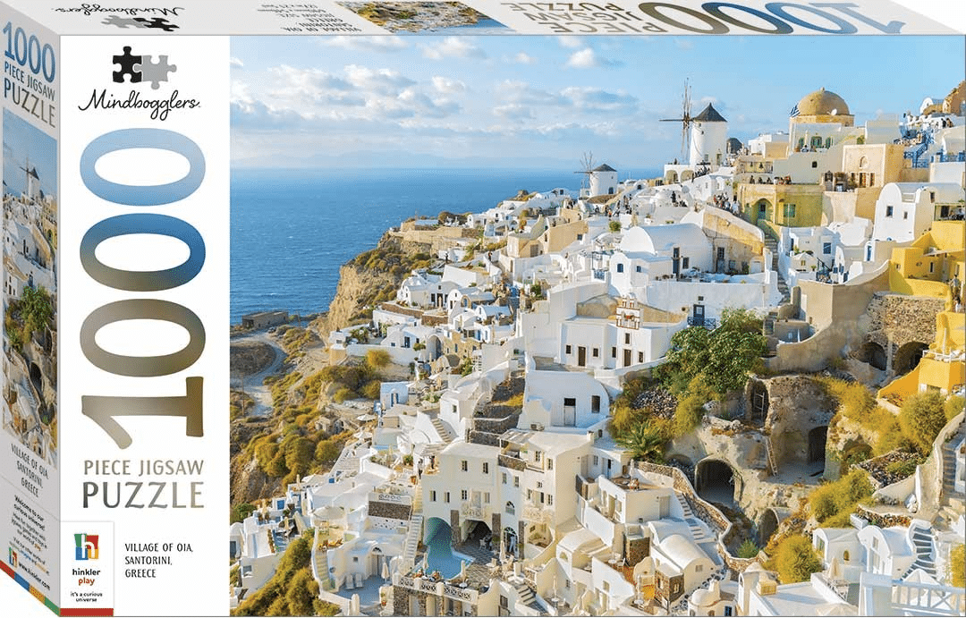 Mindbogglers 1000-piece jigsaw puzzle of Santorini village and sea