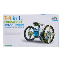 Educational solar robot kit box with 14-in-1 design and robot image