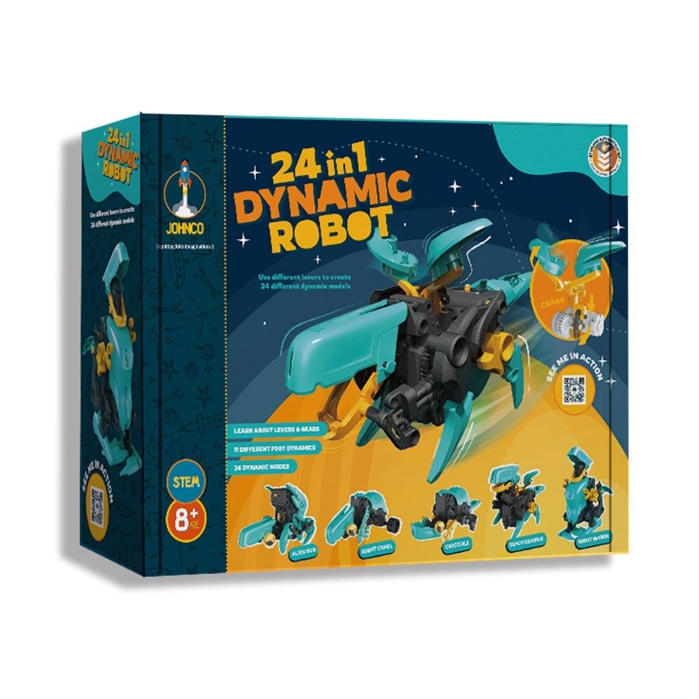 24-in-1 dynamic robot toy building set box with multicolor pieces