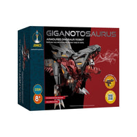 Johnco box for Armoured Dinosaur Robot, featuring red armored dinosaur robot front view