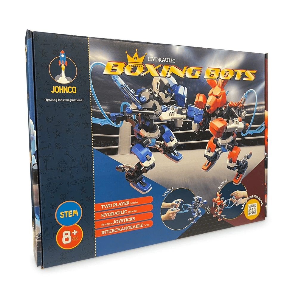 Hydraulic boxing bots toy set box with two robot designs