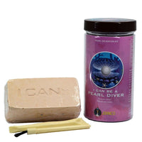 Pearl excavation kit with jar, pearl stone block, and chisel tool