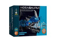 Armored dinosaur robot kit box with Mosasaurus design