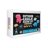 Outdoor dinosaur chalk making kit box with dinosaur-shaped chalk molds and colors