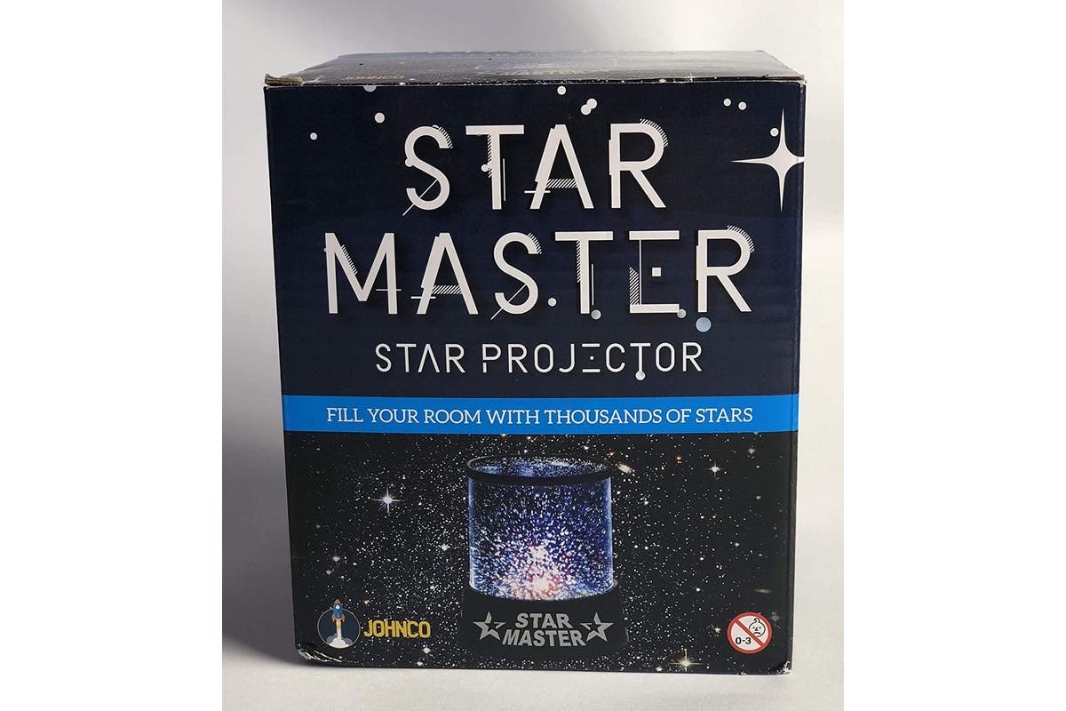 Star Master star projector box, black and blue with star graphics
