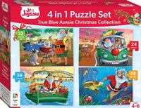 Jigsaw puzzle set box, 4-in-1 Aussie Christmas, four scene panels