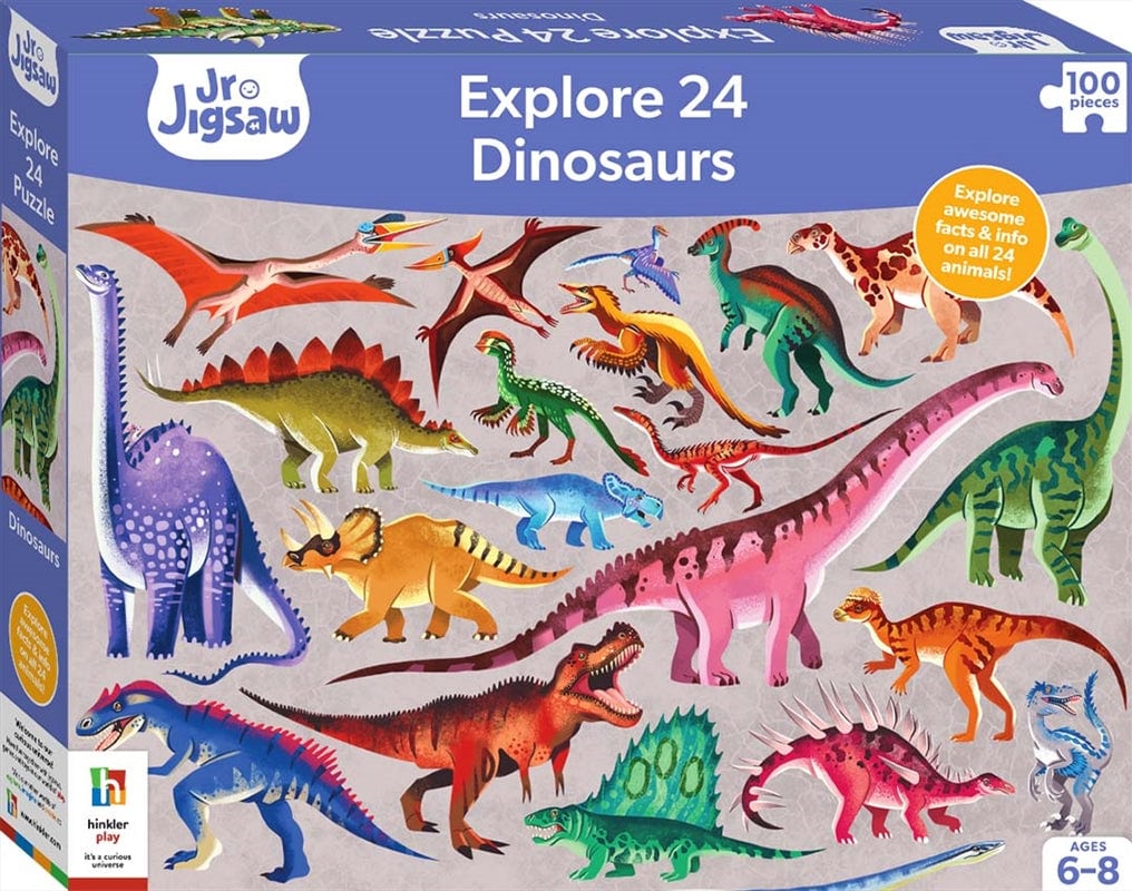 Junior Jigsaw dinosaur jigsaw puzzle box with colorful dinosaur artwork