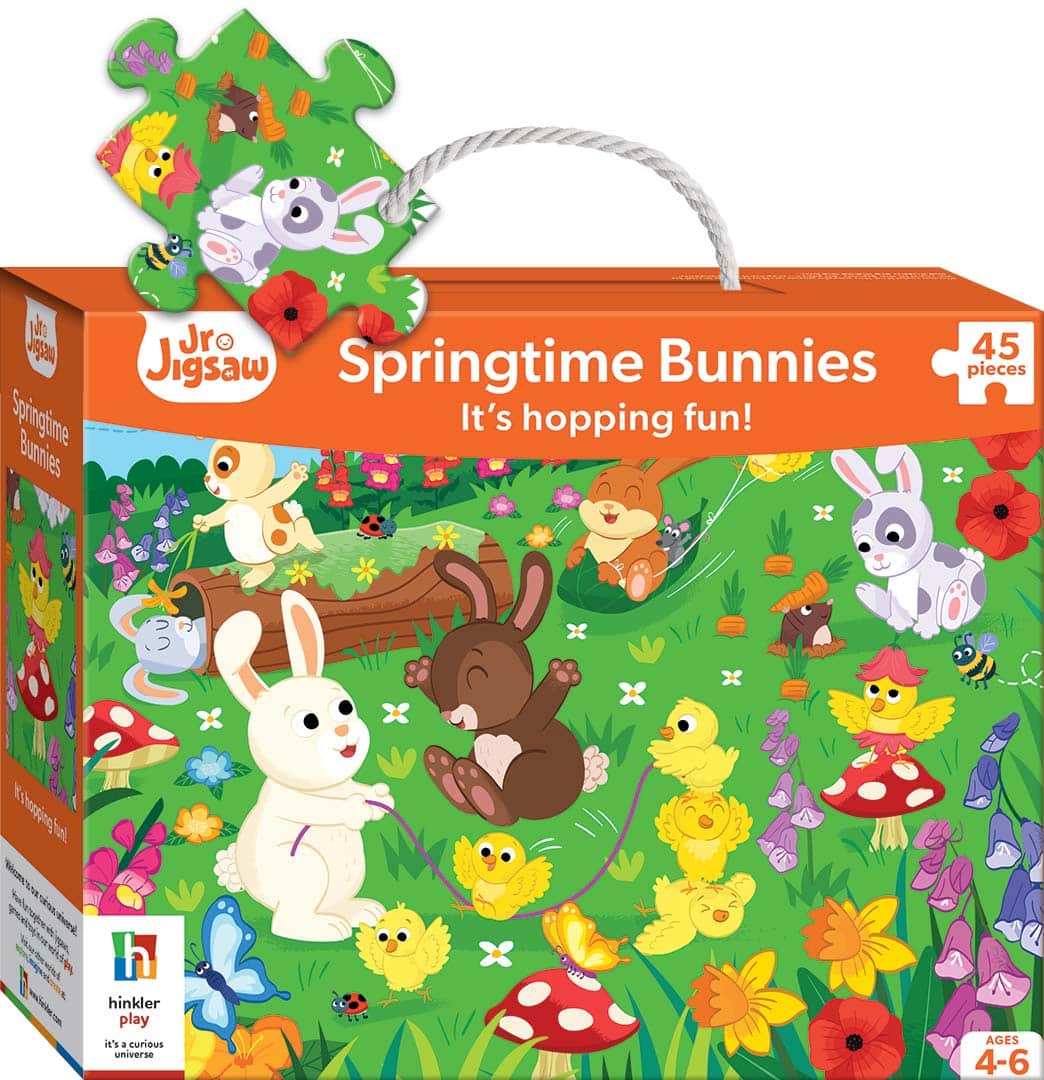 Children's springtime bunnies jigsaw puzzle box, 45 pieces