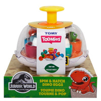 TOMY Spin & Hatch Dino Eggs toy with dinosaur egg hatching pieces and packaging