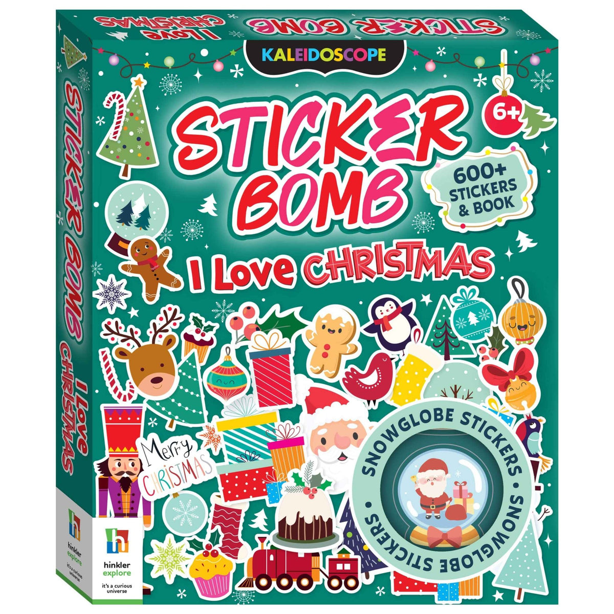 Kaleidoscope Sticker Bomb Christmas sticker book set box with holiday character designs
