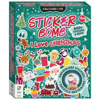 Kaleidoscope Sticker Bomb Christmas sticker book set box with holiday character designs