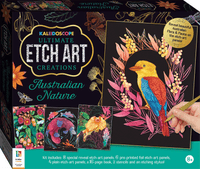 Australian nature etch art kit box with colorful bird and flower illustrations