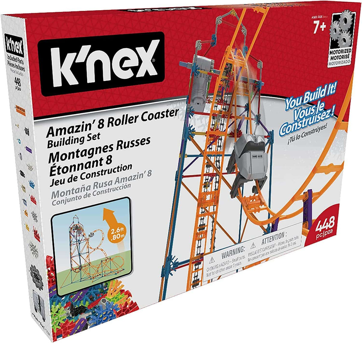 K'nex Amazin' 8 Roller Coaster building set box with model illustration