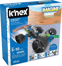Dune buggy building set box with colorful connectors and assembled buggy model, 40-piece