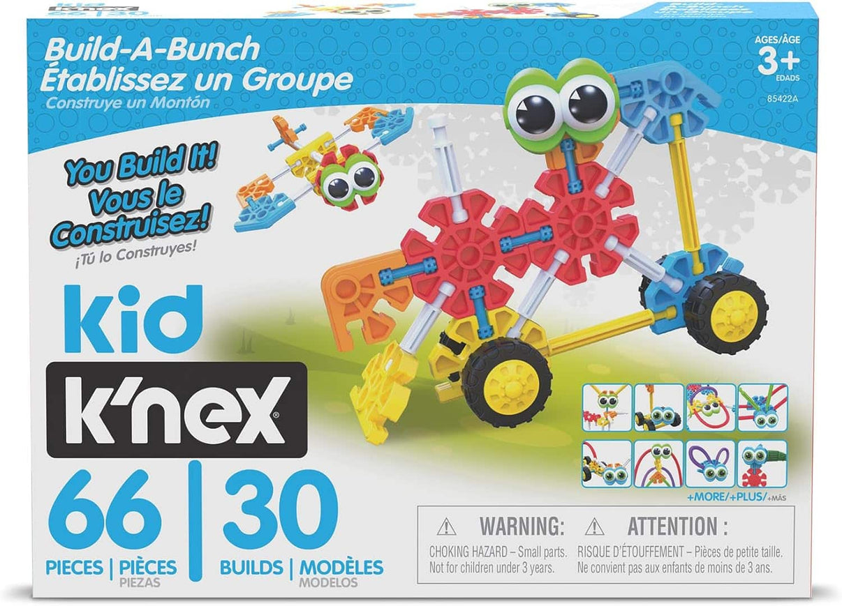 Kid K'nex Build-A-Bunch construction set box with pictured parts and builds