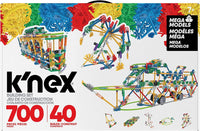 Knex building set box with 700 pieces and 40 builds, multi-color model designs